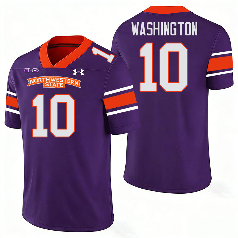 Northwestern State Demons #10 Fernando Washington College Football Jerseys,Uniforms Stitched-Purple